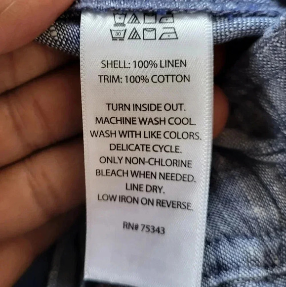 St Tropez West Drawstring Waist Linen Wide Leg Chambray Pants(L) - Picture 7 of 7